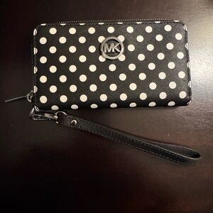 Michael Kors Black and White Polka Dot Wallet